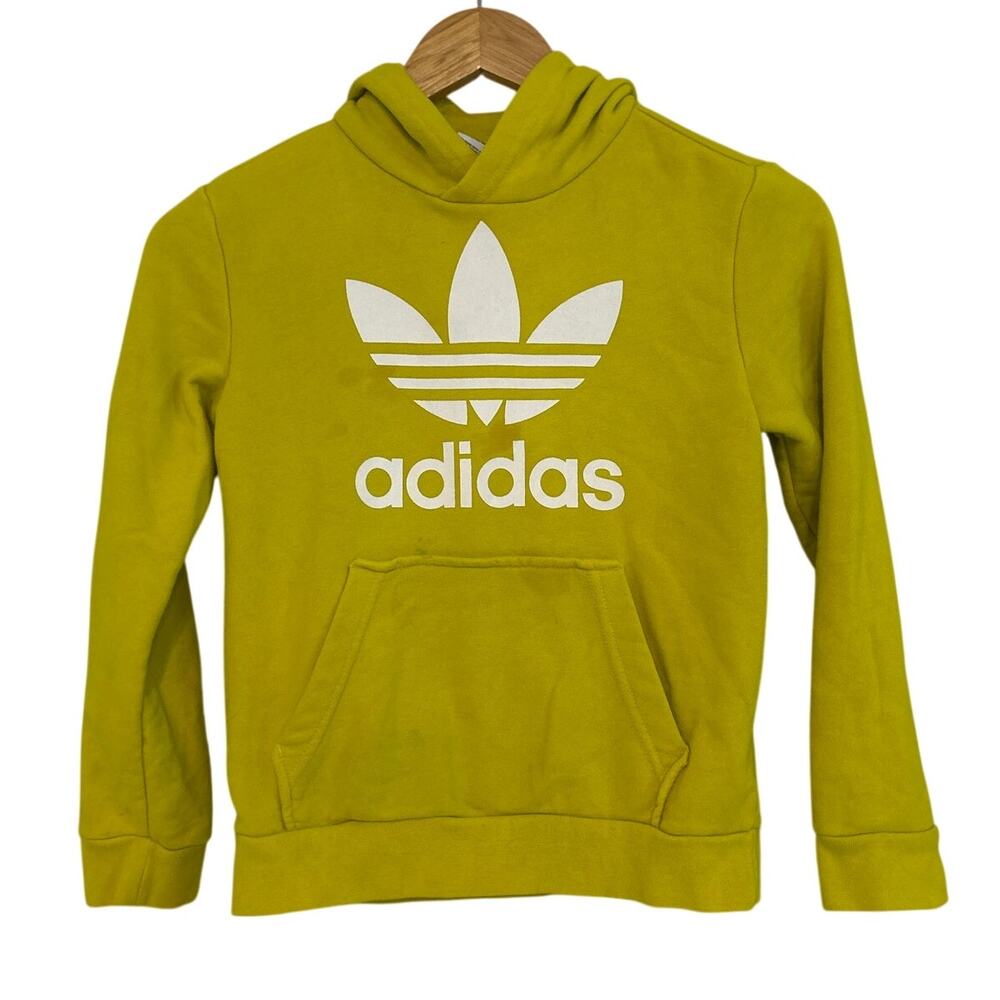 Adidas Boys Youth Sweatshirt Hoodie Yellow Small 9/10
